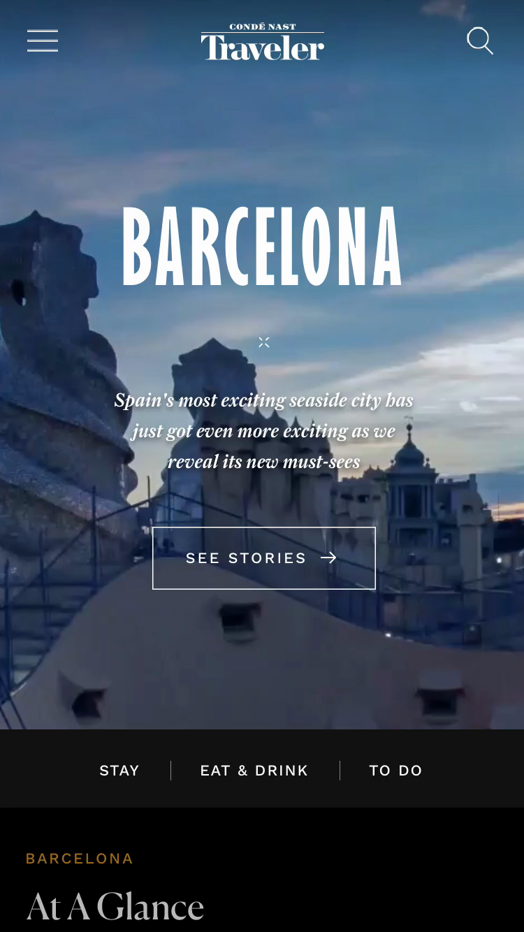 CNT destination page for Barcelona on mobile