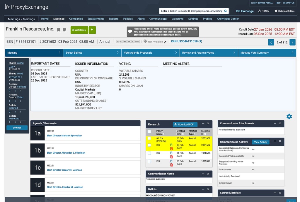 ISS ProxyExchange meeting detail on the existing platform