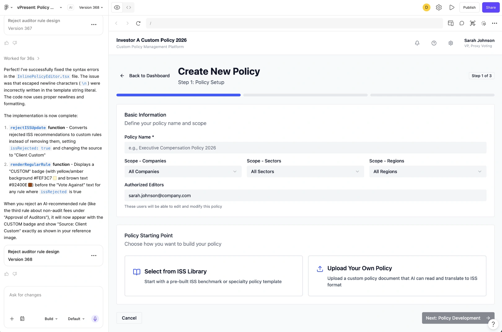 Policy sandbox prototype